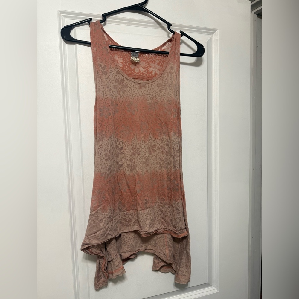 We The Free Lace Sleeveless Tank Top - Pink and Cream